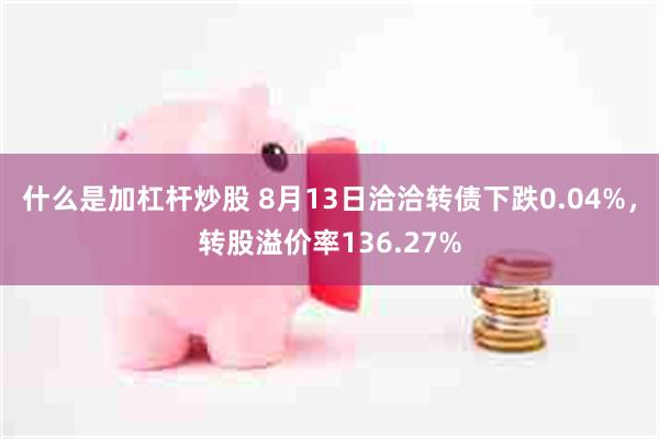 什么是加杠杆炒股 8月13日洽洽转债下跌0.04%，转股溢价率136.27%